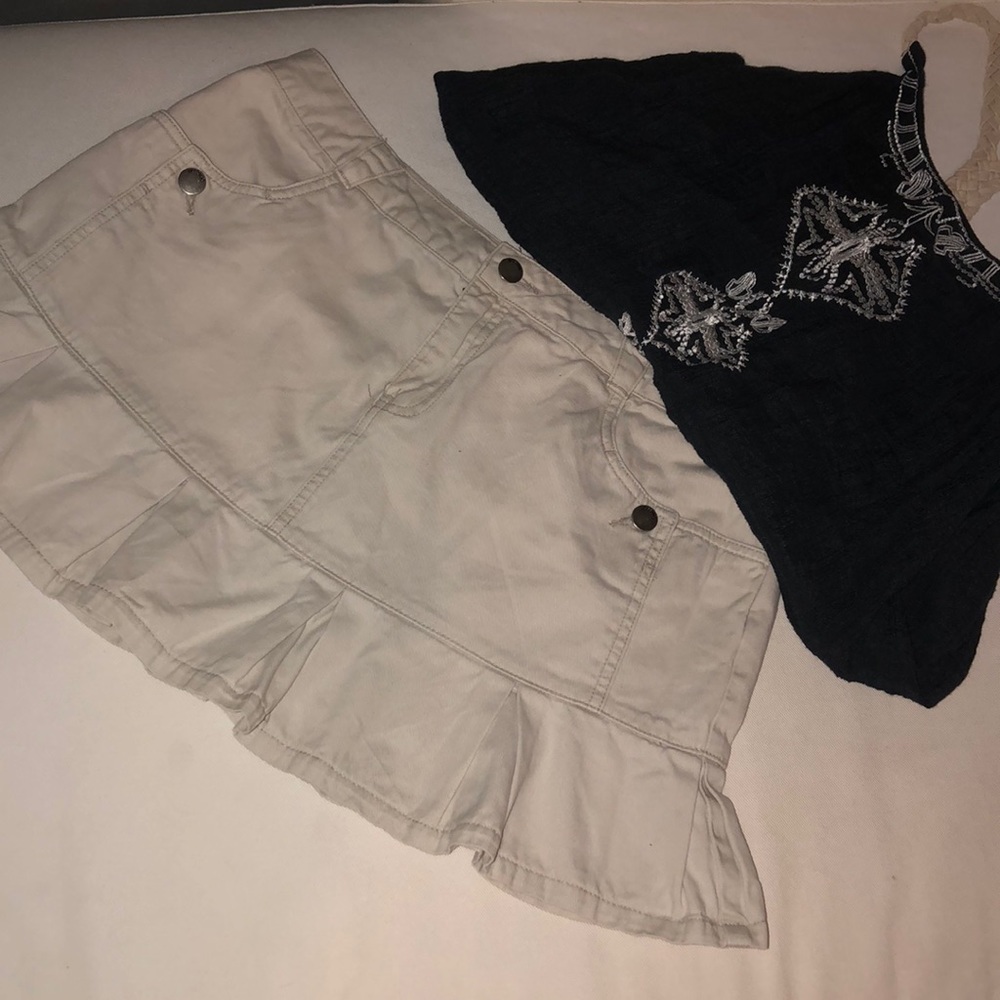Tan Jean Skirt